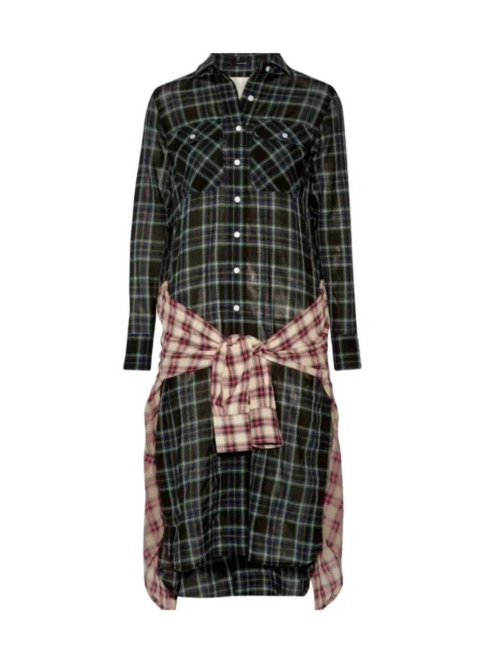 R13 Plaid Wool-Blend Grunge Dress